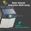 122LED Solar Power PIR Motion Sensor Wall Light Outdoor Garden Street Lamp