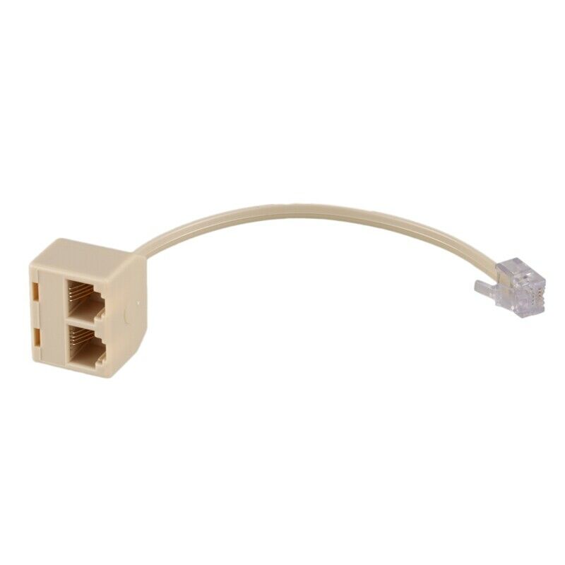 5X(RJ11 6P4C 2 Way Outlet Telephone Jack Line Splitter Adapter Beige G2Y3)