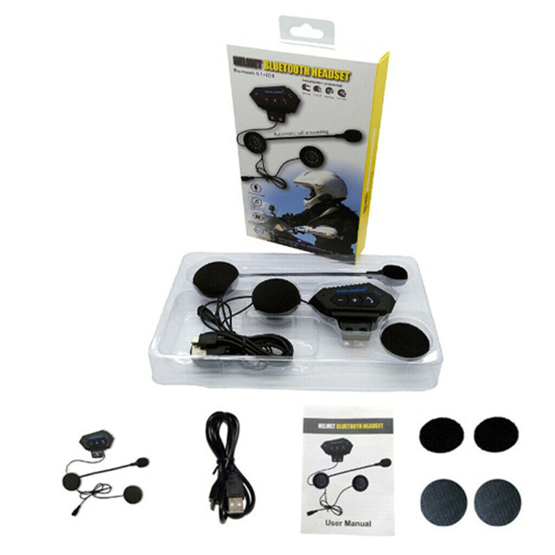 Motorcycle Helmet Headset Intercom Bluetooth Headphones Hands-Free Black New
