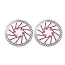 2 x MTB Bike Stainless Steel Disc Brake Rotor 160mm with 12 Bolts Set Red