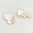 2PCS/Set Cute Cat Fish Bone Brooch Pins DIY Denim Jacket Pin Badge Jewelry JR