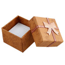 24 Pcs Ring Earring Jewelry Display Gift Box Bowknot Square Case brown