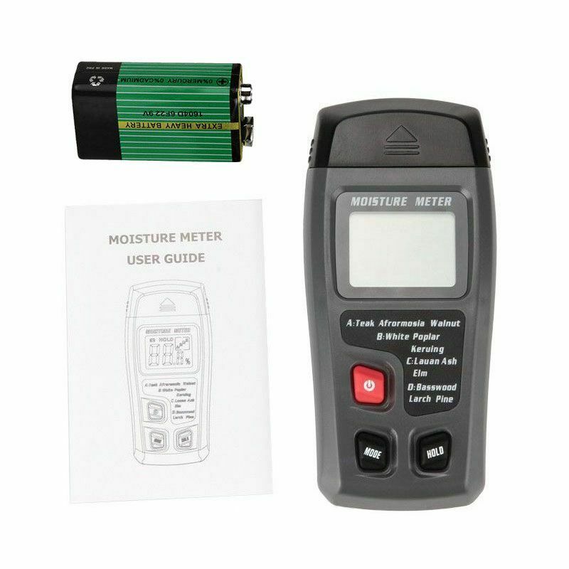 0-99.9% Digital Wood Moisture Meter Tester Damp Hygrometer 2Pins