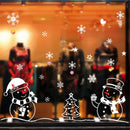 Shop Window Glass Background Decor Christmas Snowman and Tree Wall Sticker3C