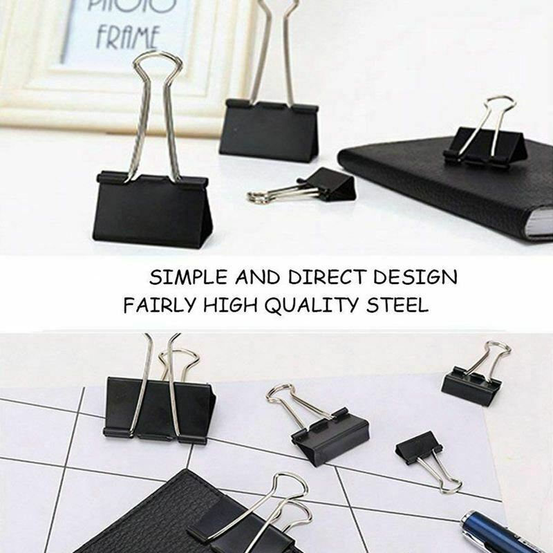 Binder Clips Paper Clamps Assorted Sizes 100 Count (Black), X Large, Large, C6R9