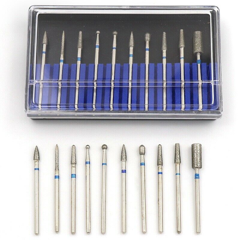 10Pcs Diamond Drill Bits Set Electric Machine Rotate Cuticle Cleaning Burr  Z8C6