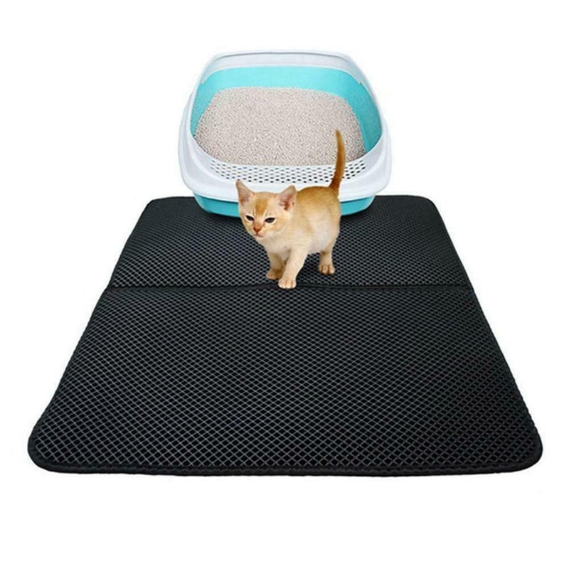 Folding Double Side Waterproof Cat Mat Kitten Litter Pad Trash Bed(Black/S)