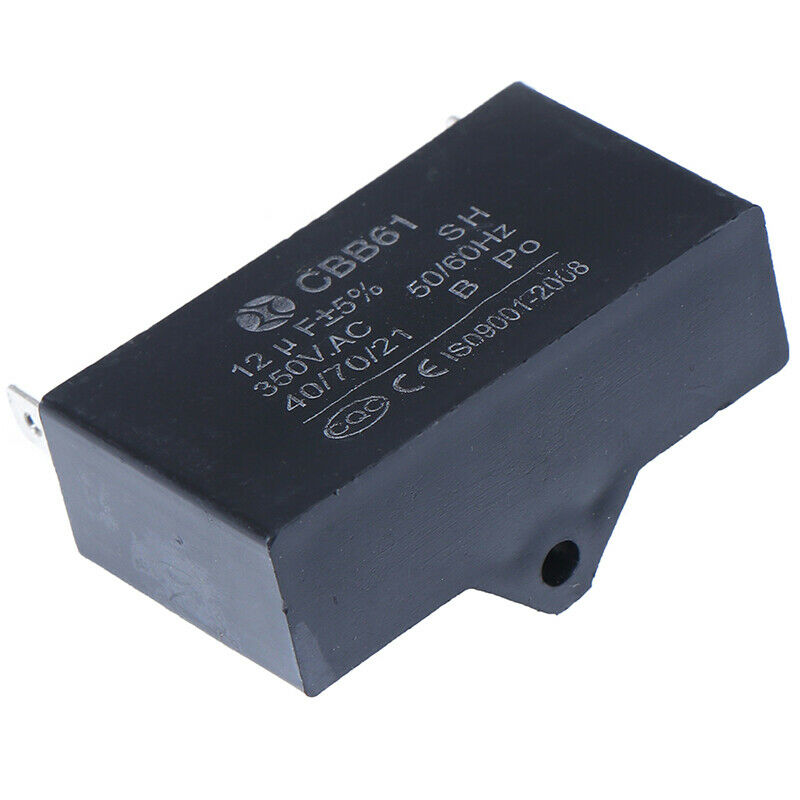 Black 12uF Generator Capacitor Generator CBB61 12uF 50/60Hz 350VAC Fan Mo 3C