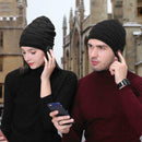 Wireless Bluetooth 5.0 Headset Knitted Velvet Winter Hat Sports Cap (Black) A