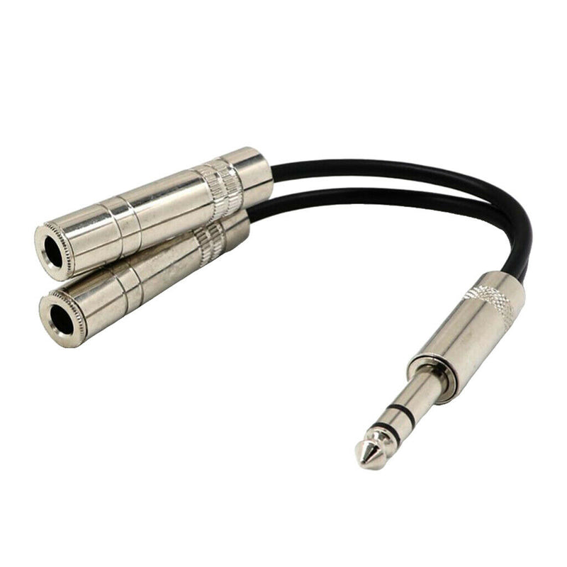 2x 6.35mm Male To 2X 1/4" Female Audio Y Splitter Stereo Speaker