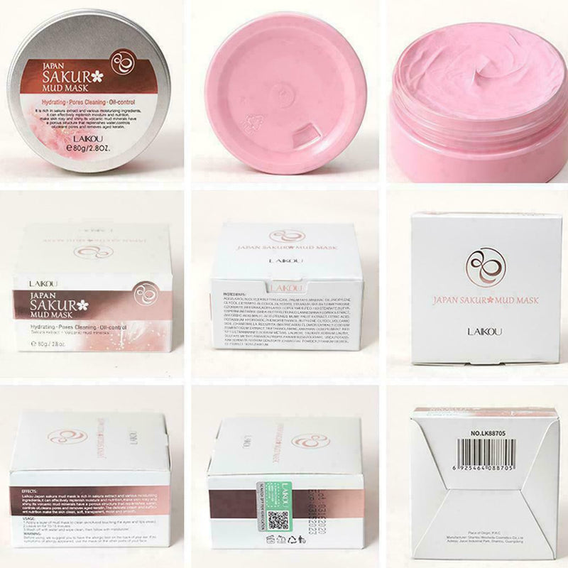 Cherry Blossoms Face Pink Mud Face Oil Control Moisturizing Whitening Q0Z3