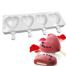 Silicone 4 Holes Heart Shaped Popsicle Molds Freezer Ice Maker Chocolate Dess OZ
