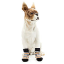 Pet Dog Puppy Cat Anti-slip Knit Cotton Weave Sock 4 Pcs XL coffee M4S4