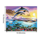 Wall Art Number Oil Painting DIY Active Dolphins Coloring Ocean Natural Scenery