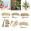 62 Pieces Christmas Wooden Ornaments Unfinished 6 Styles Wooden Cutouts with
