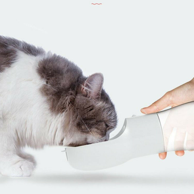 Portable Pets Dog Puppy Water Bottle Drinking Feeder Outdoor Walking Travel Gray