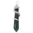 Malachite Necklace Pendant Dragon Hold Hexagonal Column 58x13mm Fashion C9Q5