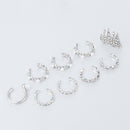 9Pcs Fashion Crystal Clip Ear Cuff Stud Women's Punk Wrap Cartilage Earring Gift