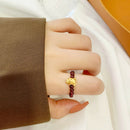 2021 New Year Finger Ring Adorable Cattle Red Garnet Rope Ring Jewelry Gift