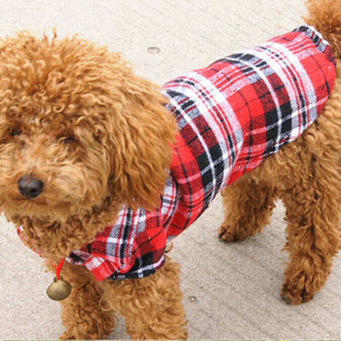 Smart Pet Costumes Dog Puppy Plaid T-Shirt Blouse Coats Jacket Clothing SweaS8V2