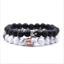 2Pcs King Queen Crown Couple Bracelets His And Her Friendship 8mm Beads Bracelet