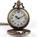 Unisex Bronze Wolf Hollow Quartz Pocket Watch Necklace Pendant Chain Women Men*