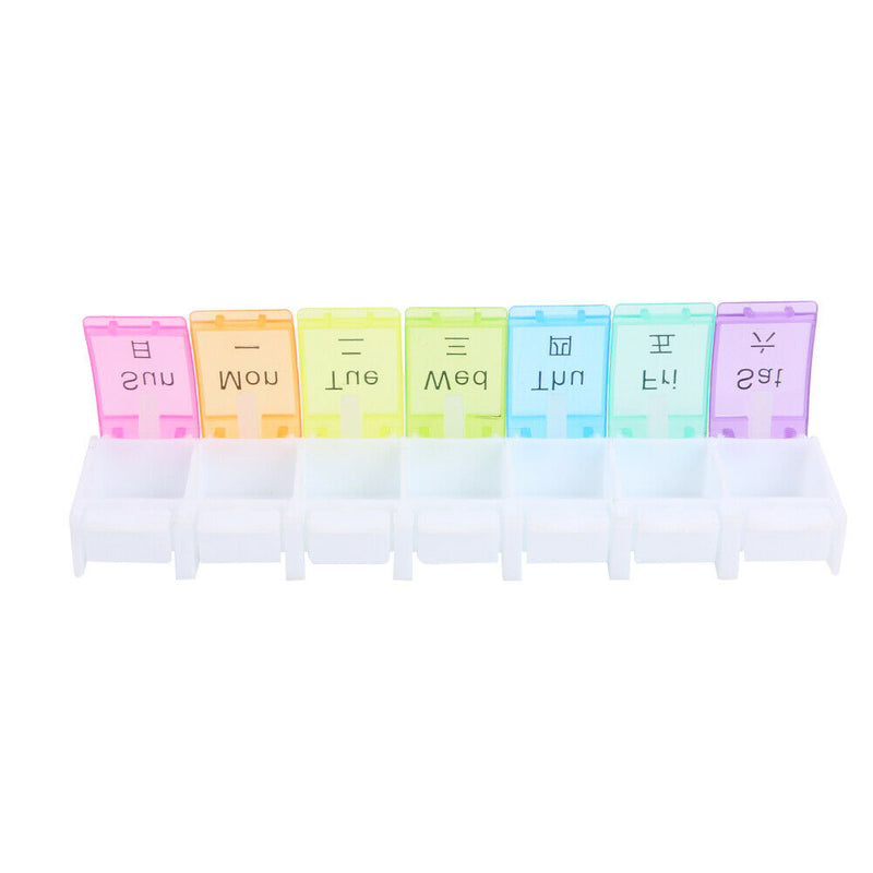 7 Day Pill Medicine Storage Box Rainbow Tablet Weekly Organizer (With Word)