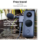 Compact Dual USB-C 3.5mm Microphone Adapter for Insta360 ONE X2 Charging and