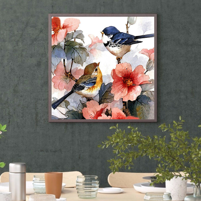 Flowers Birds DIY Full Drill Round Diamond Painting Mosaic Kit Home Decor