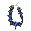 Fashion Jewelry Lace Jewelry Necklace Choker Rhinestone Necklace - blue