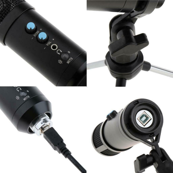 USB Microphone for Computer, Gaming PC Recording Condenser Microphone Tripod