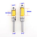 2Pcs Top & Bottom Bearing Woodworking Cutter Router Twin Flutes Milling Bits