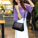 Women Girls Zipper PU Crossbody Messenger Bags Casual Pure Shoulder Handbag