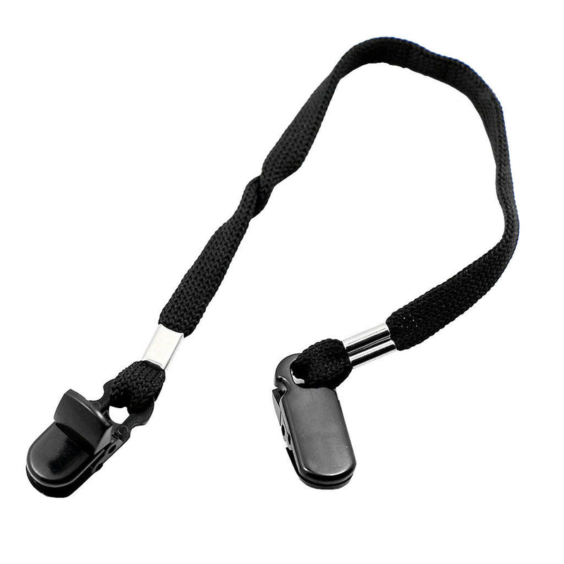 9mm Black Polyester Fiber Safety Wind Clips Lanyard Cord For Hat Cap Scarf