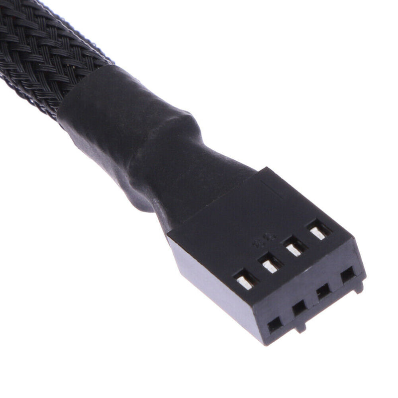 4 pin PWM Fan Cable 1 to 3 ways  Splitter Black Sleeved Extension Cable