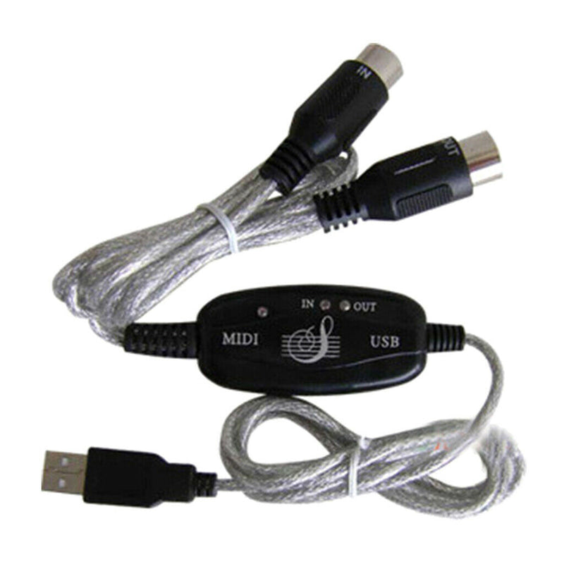 USB To MIDI Cable For Music Keyboard Adapter Converter, Black Extension Cable