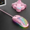M65 USB Wired Gaming Mouse Computer PC RGB 2400DPI Optical Mice (Pink)