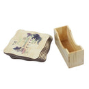 6 Pcs Chinese Calligraphy Paintings Pattern Bamboo Coasters Cup Mats with H P3C1