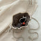 Straw Woven Bag Women Lace Embroidery Drawstring Shoulder Pouch (White)