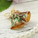 Crystal Christmas Bell Brooch Pin Christmas Decorations Rhinestone Covered