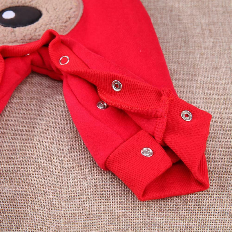 Winter Newborn Baby Thicken Fleece Cartoon Long Sleeves Romper(Red/70)