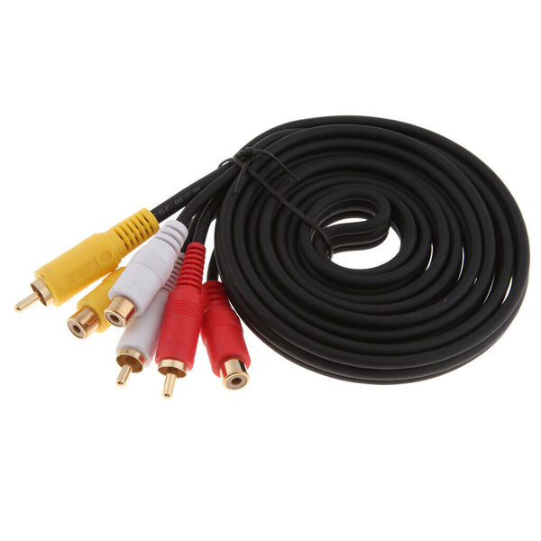 3 RCA Male To 3 RCA Female Audio Video Extension Cable For VCR, DVD Player