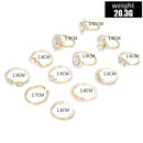 12pcs/set Retro Rhinestone Rings Crystal Knuckle Ring Women Jewelry Gift