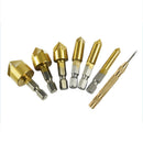 6Pcs/Set Countersink Drill Bits Center Punch Tool Sets Automatic Punch Hex  N5F9