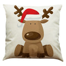 Retro Christmas Print Pillow Case Linen Pillowslip Sofa Cushions Cover (B)