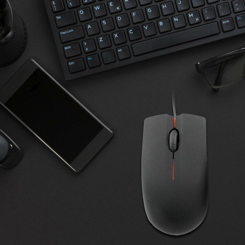 USB Wired Optical Mouse Desktop Laptop PC Ergonomics Office Mice (Black)