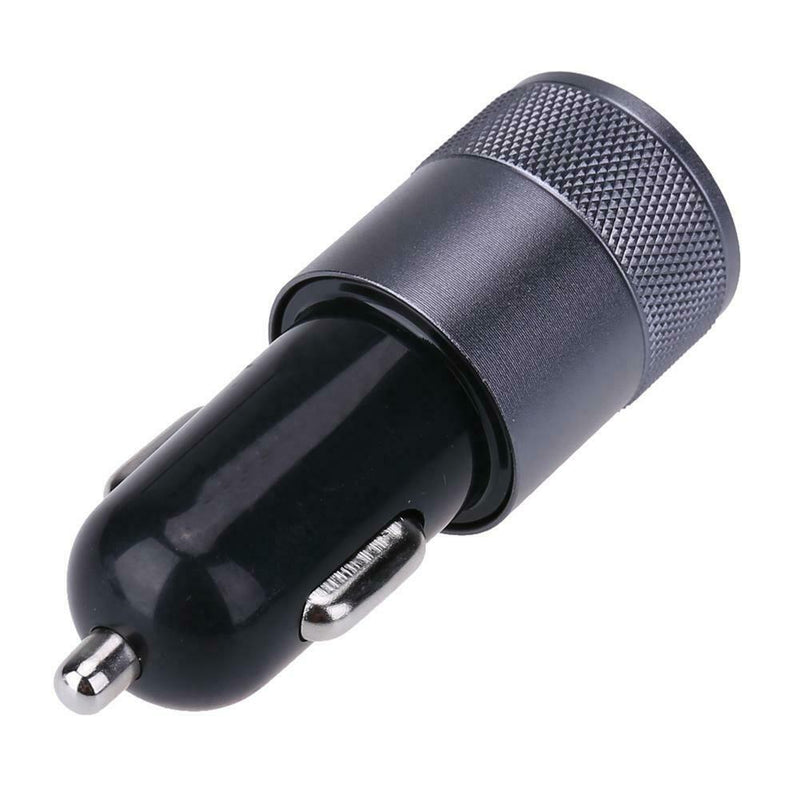 Metal Dual USB 2.1A Car Cigarette Lighter Adapter Charger(Gray+Black) A