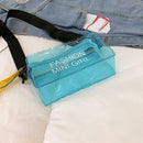 Women Clear Transparent PVC Jelly Printed Crossbody Shoulder Bags (Blue) A