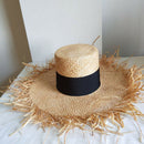 Spring Summer Floppy Raffia Beach Hat Fringed Straw Hats Wide Brim Sun Hat