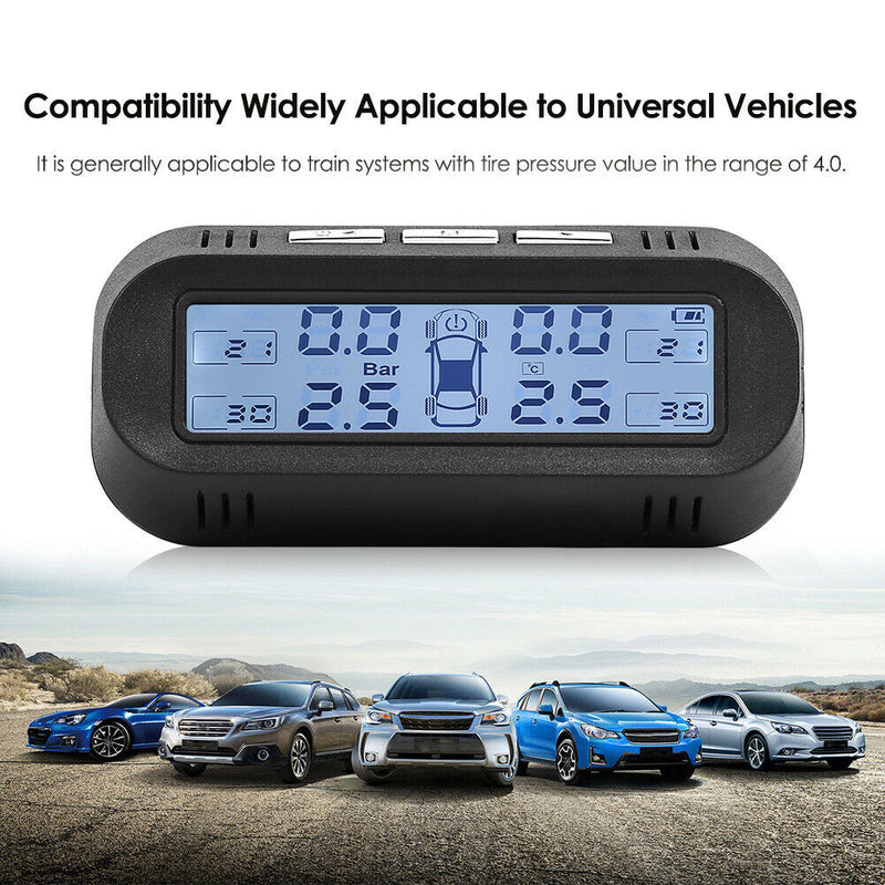 AN-10 Solar LCD Car TPMS Tire Tyre Pressure Monitoring System+4 External Sensors